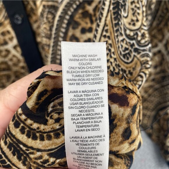 Chicos Top Womens 3 US Extra Large Brown Leopard Mix Button Collar Long Sleeve - Picture 7 of 10